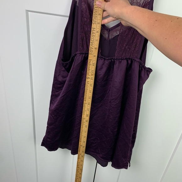Cacique Size 14 16 1X Satin Silky Sleep Camisole Lace Trim Purple - Picture 5 of 6